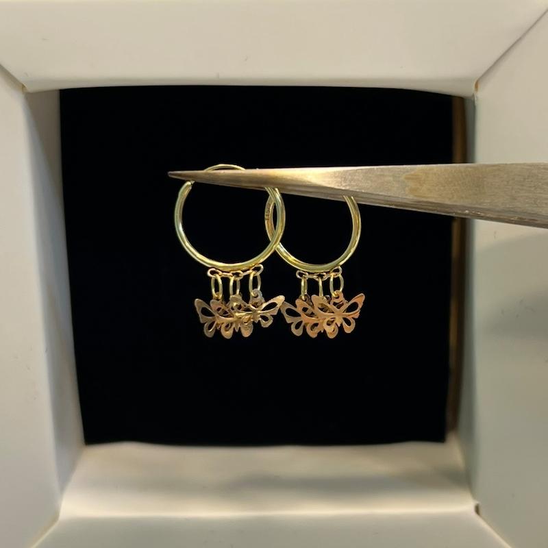 گوشواره زنانه طلا ۱۸ عیار پروانه‌ای گالری طلای ایرانه