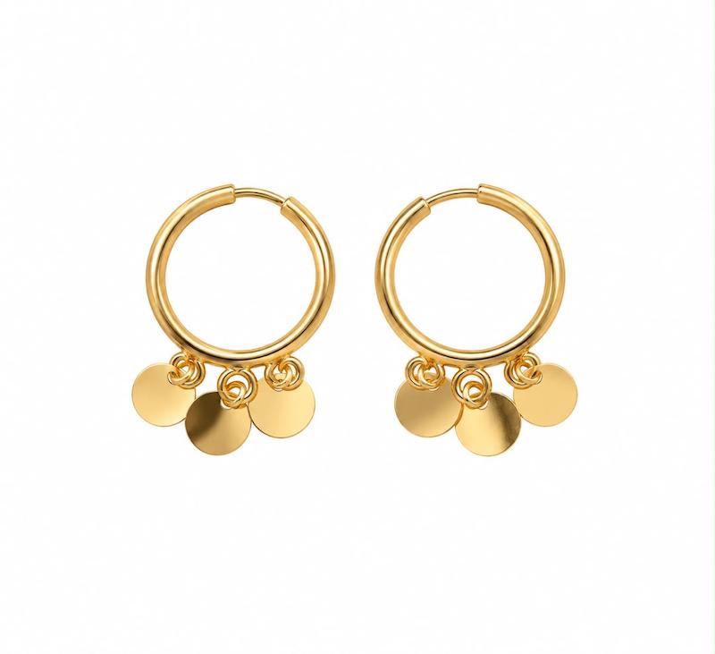 گوشواره زنانه طلا ۱۸ عیار گوشواره حلقه ای سکه ای گالری طلای تاج