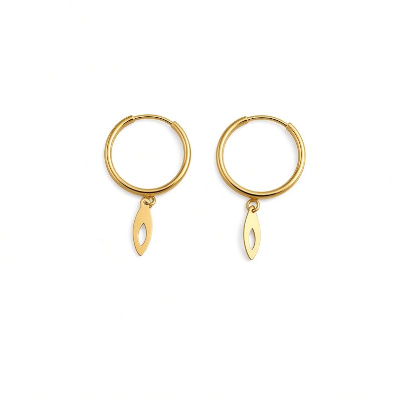 گوشواره زنانه طلا ۱۸ عیار گوشواره حلقه ای آویزدار قطر حدود1 گالری زربام