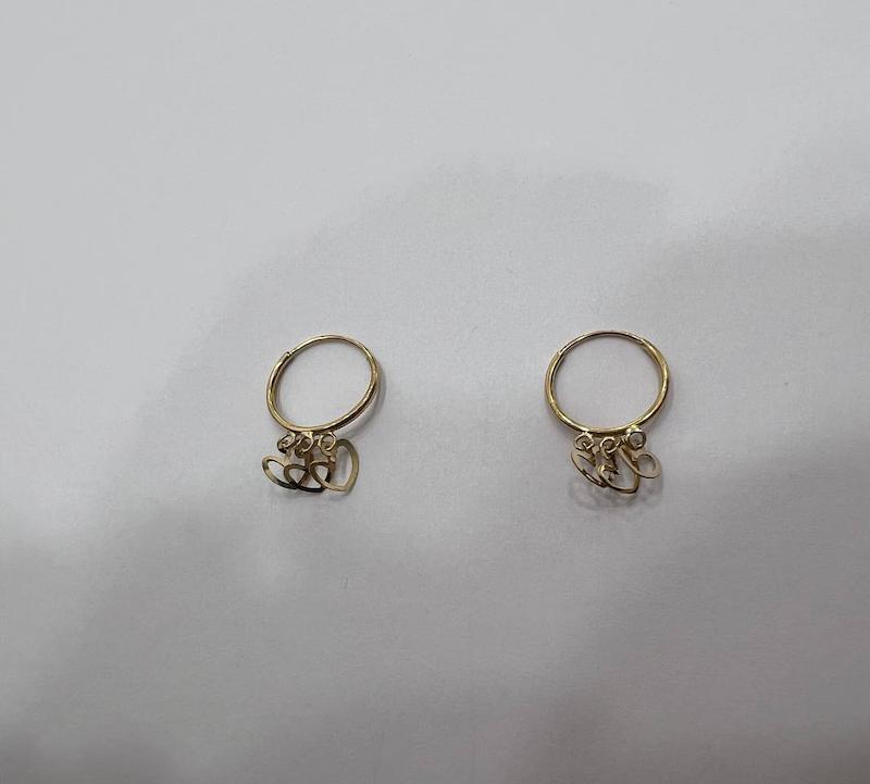 گوشواره زنانه طلا ۱۸ عیار گوشواره حلقه ای قلب گالری یگانه
