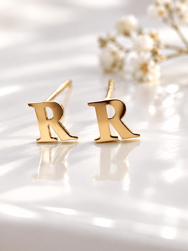 گوشواره زنانه طلا ۱۸ عیار گوشواره R شایلین گلد