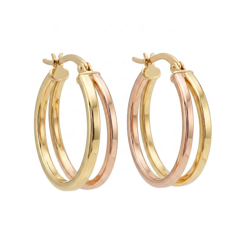 گوشواره طلا ۱۸ عیار مدل حلقه ای دوخط دلفین گلد گالری