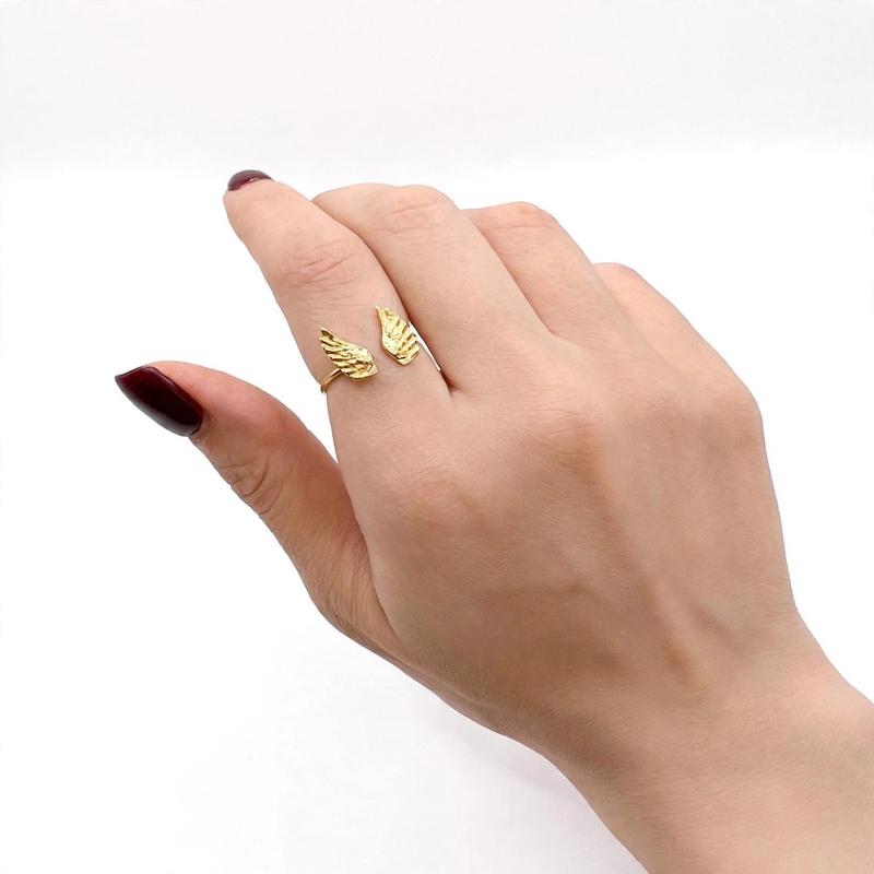 انگشتر زنانه طلا ۱۸ عیار انگشتر بال فرشته گالری امانت Amanat fine jewellery