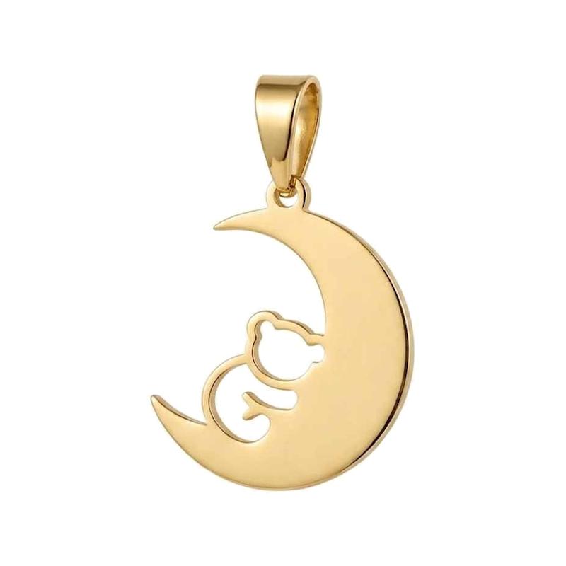 آویز بچگانه طلا ۱۸ عیار خرس و ماه کد AKi-004 مدوپد