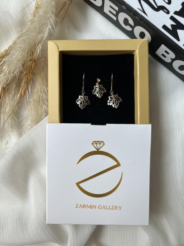 زنانه نیم ست طلا ۱۸ عیار برگ پاییزی گالری طلا زرمین