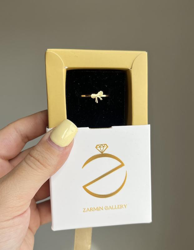 انگشتر زنانه طلا ۱۸ عیار پاپیون تراش گالری طلا زرمین