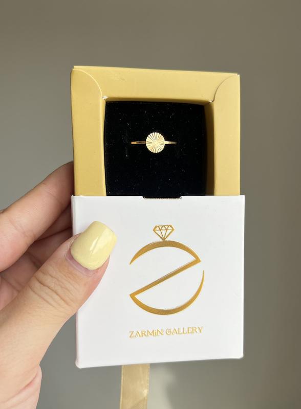 انگشتر زنانه طلا ۱۸ عیار دایره تراش گالری طلا زرمین