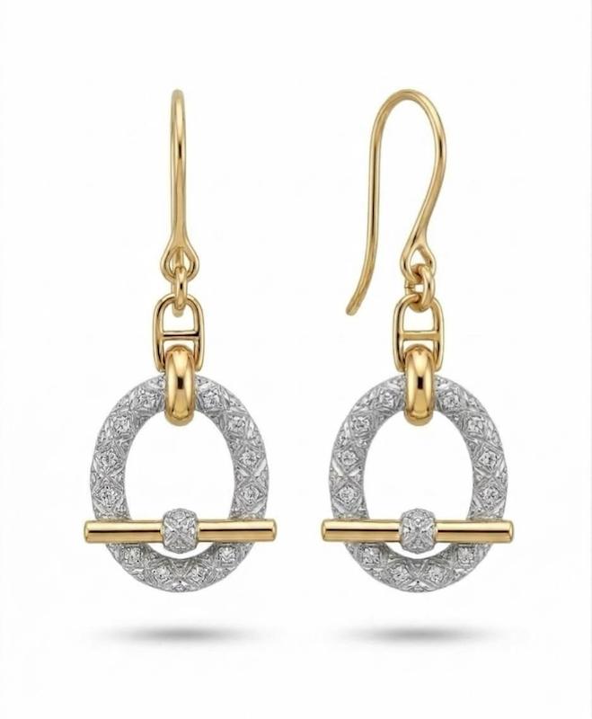 گوشواره طلا ۱۸ عیار هرمس تراش لوزی گالری نوما
