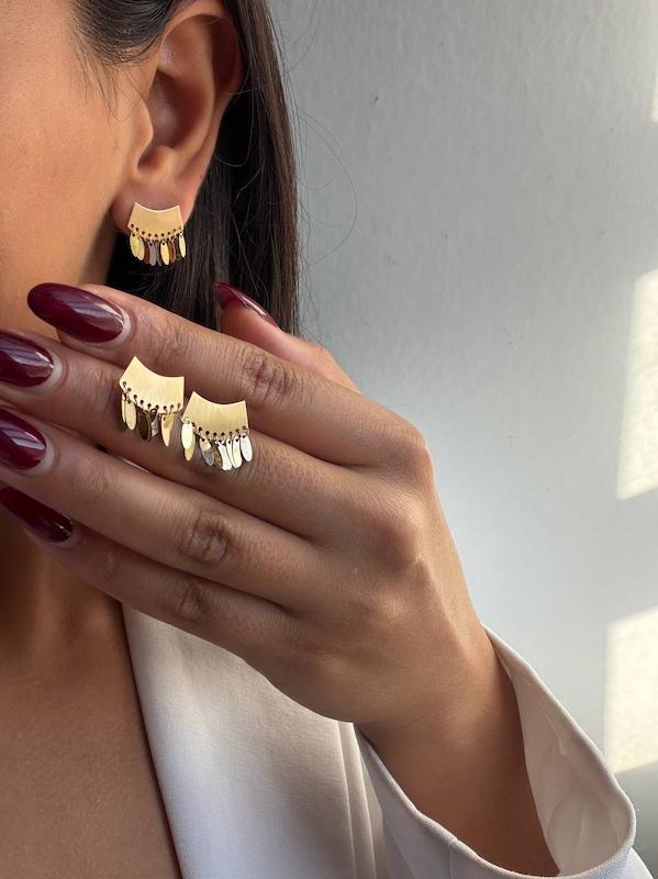 گوشواره زنانه طلا ۱۸ عیار گوشواره مصری اویز Matows_gold_gallery