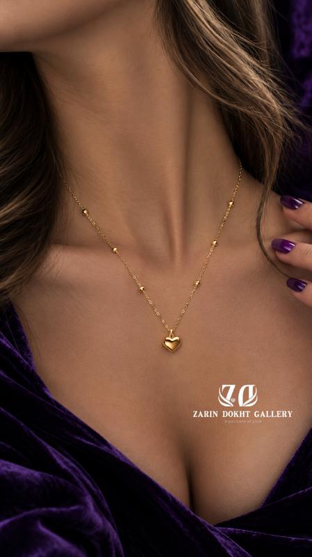 گردنبند زنانه طلا ۱۸ عیار گردنبند قلب و گوی گالری زَرین دُخت