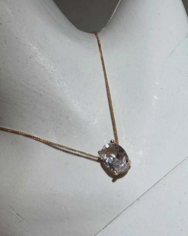 گردنبند زنانه طلا ۱۸ عیار گردنبند نگین بیضی با زنجیر میرو Matows_gold_gallery