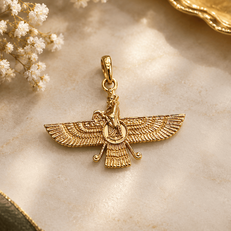آویز زنانه طلا ۱۸ عیار فروهر زرماه گلد