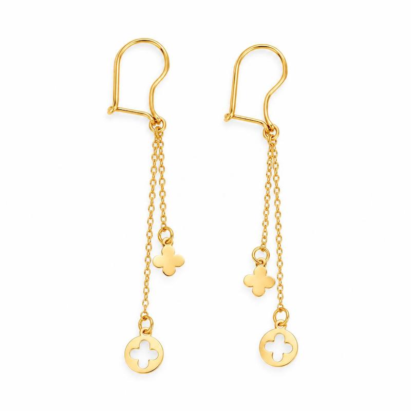 گوشواره زنانه طلا ۱۸ عیار گوشواره طلای ۱۸ عیار زنانه کراواتی ونکلیف تانری گلد