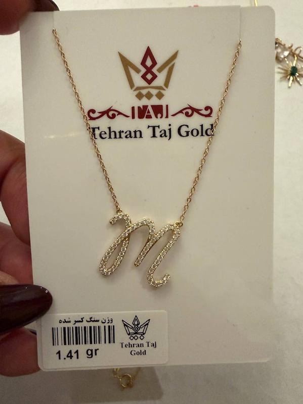 گردنبند زنانه طلا ۱۸ عیار گردنبند حروف M نگین دار Matows_gold_gallery2