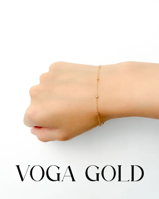 زنانه نیم ست طلا ۱۸ عیار گردنبند دو‌ لاین گوی و دستبند گوی VoGa GOLD