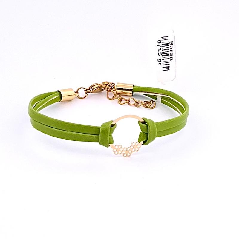 دستبند طلا ۱۸ عیار دستبند چرم و طلا گل گالری زرنوش