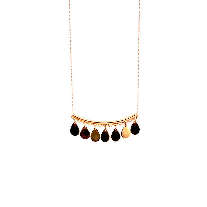 گردنبند طلا ۱۸ عیار گردنبند منحنى و آويز هاى اشكى گالری زرنوش