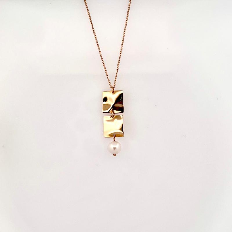 گردنبند طلا ۱۸ عیار گردنبند صفحه و مرواريد گالری زرنوش