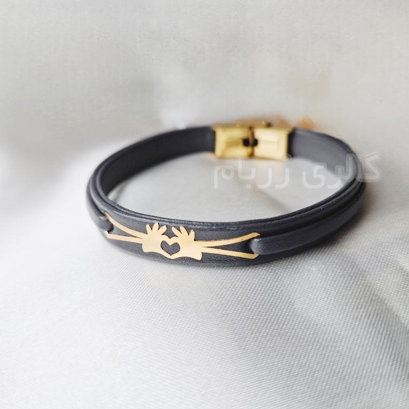 دستبند طلا ۱۸ عیار دستبند چرم قلب و دست گالری زربام