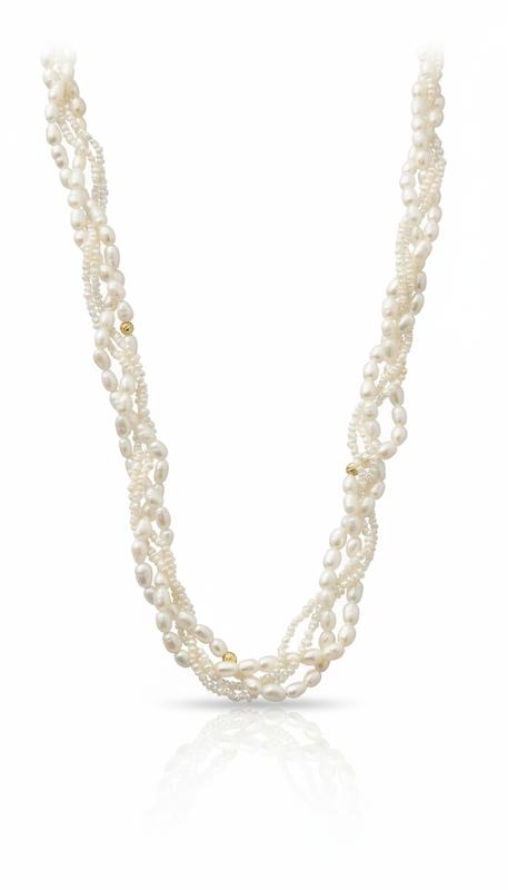 گردنبند طلا ۱۸ عیار مرواریدی گالری طلای شفیع