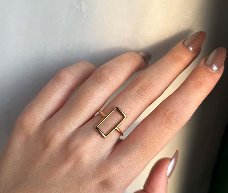 انگشتر طلا ۱۸ عیار مستطیل گالری نقشار