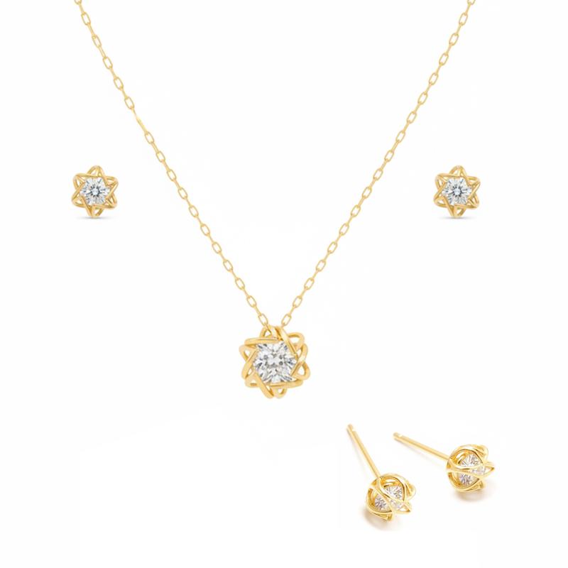 سرویس طلا ۱۸ عیار طرح جواهر گالری باران گلد