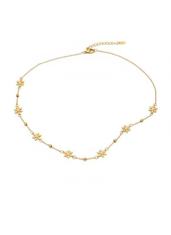 گردنبند طلا ۱۸ عیار زنجیر دانه برف به همراه گوی البرنادو گالری ملورین