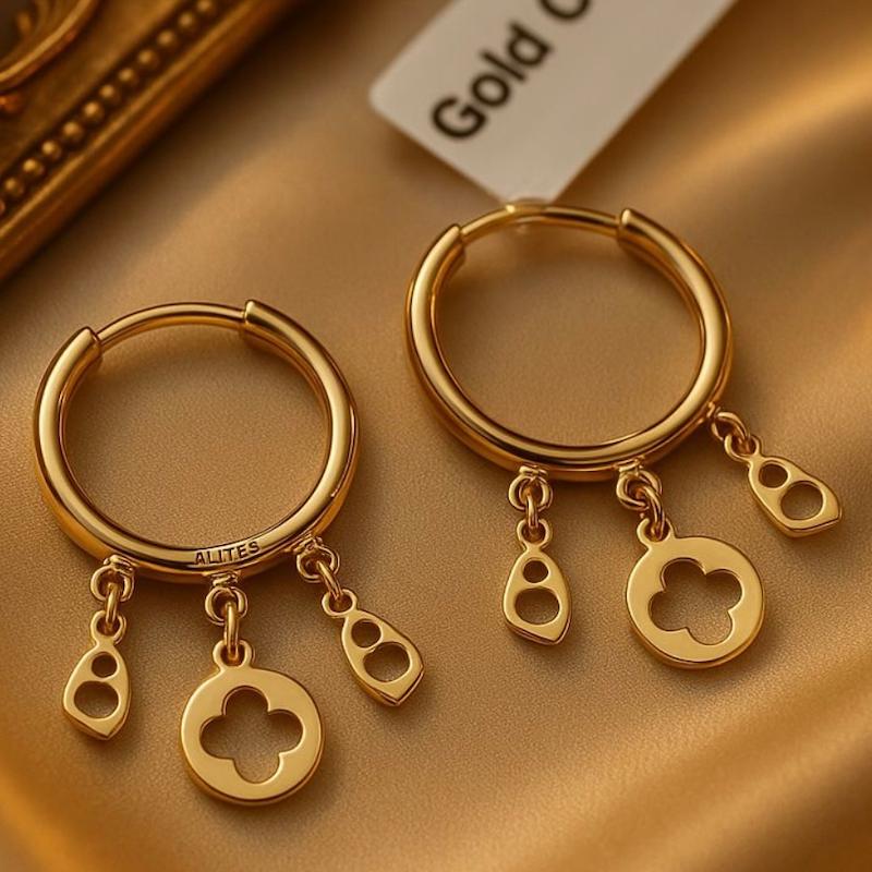 گوشواره طلا ۱۸ عیار حلقه پیکسلی گالری بابل طلا