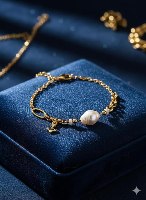 دستبند طلا ۱۸ عیار دستبند تک مروارید گالری بابل طلا