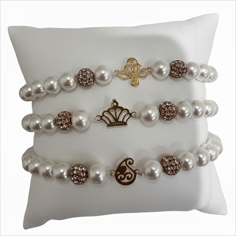 دستبند طلا ۱۸ عیار مرواریدی تاس گالری