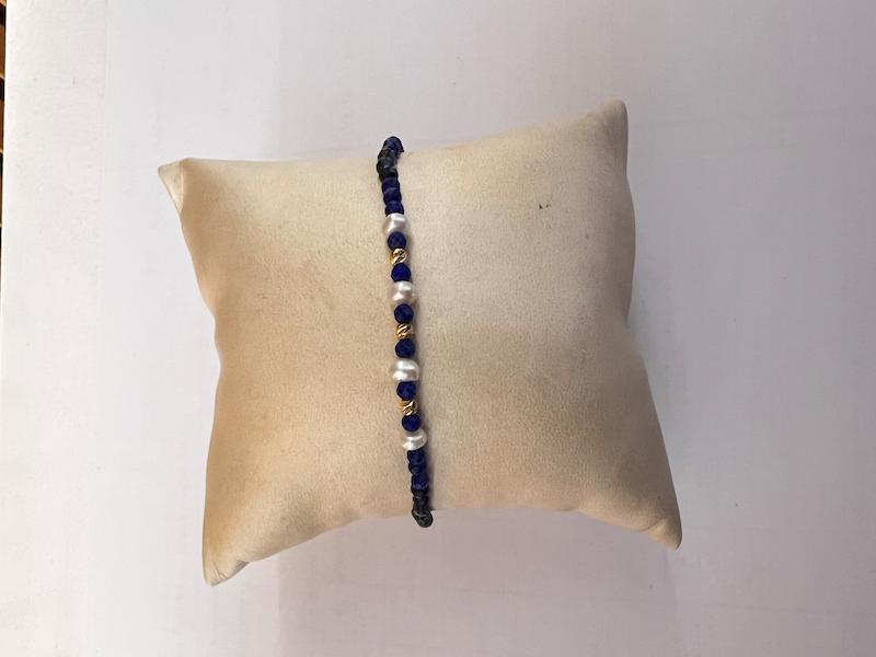 دستبند طلا ۱۸ عیار سنگی لاژورد تاس گالری