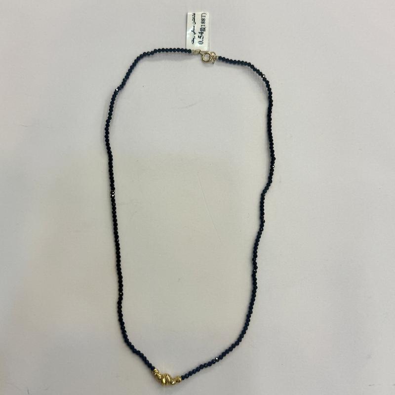 گردنبند طلا ۱۸ عیار گوی البرنادو و سنگ مشکی گالری الیاگلد