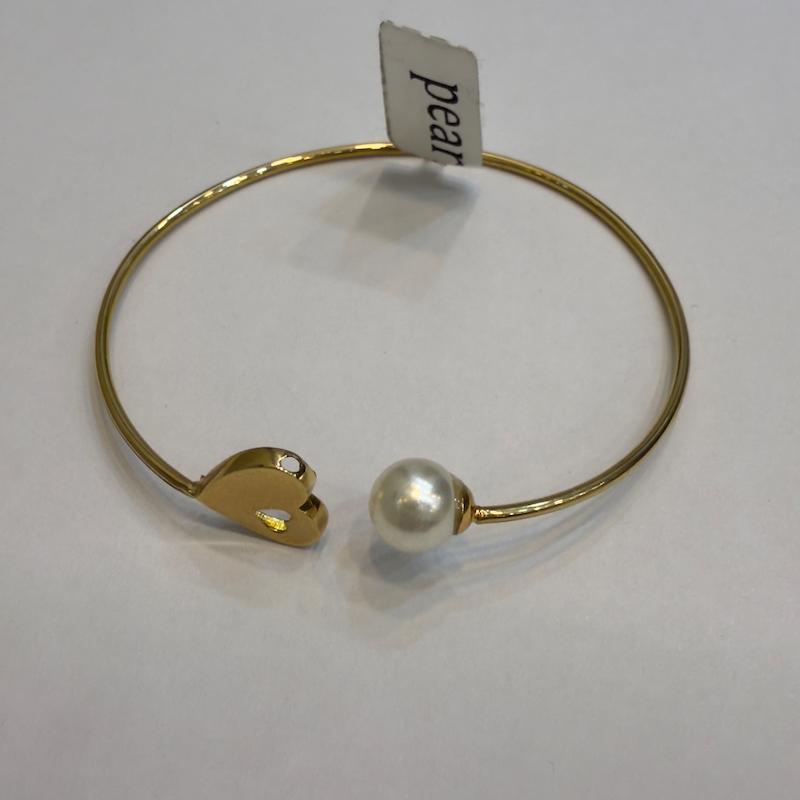 بنگل طلا ۱۸ عیار قلب ومروارید گالری الیاگلد