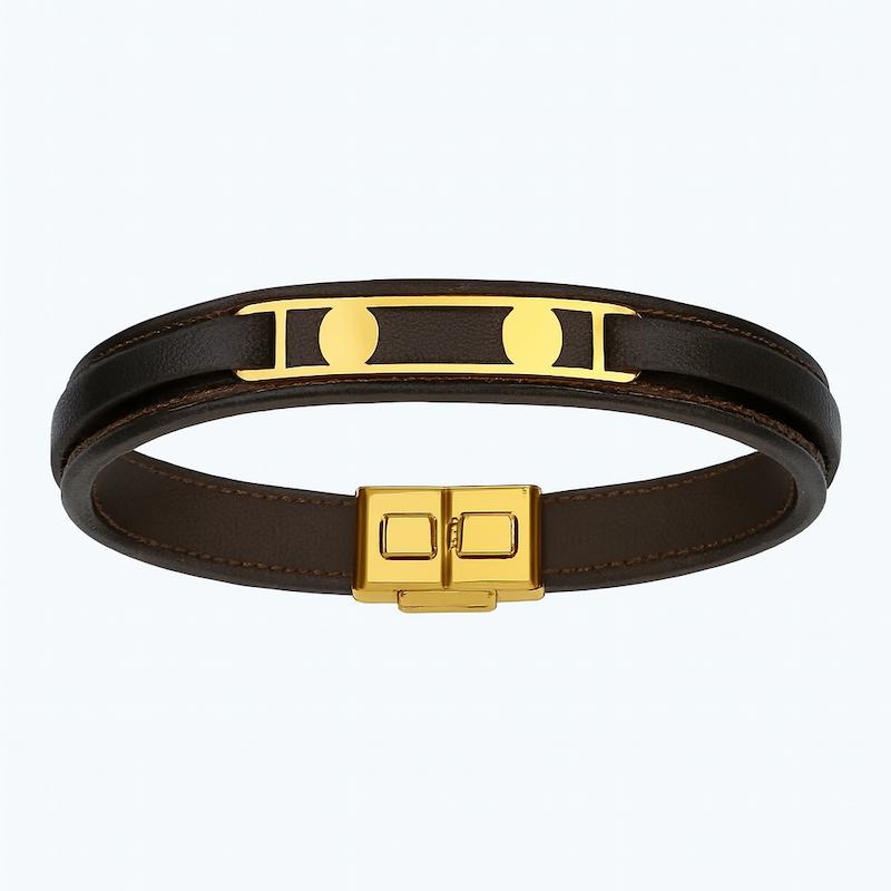 دستبند طلا ۱۸ عیار دستبند چرمی مردانه گالری طلای هدی