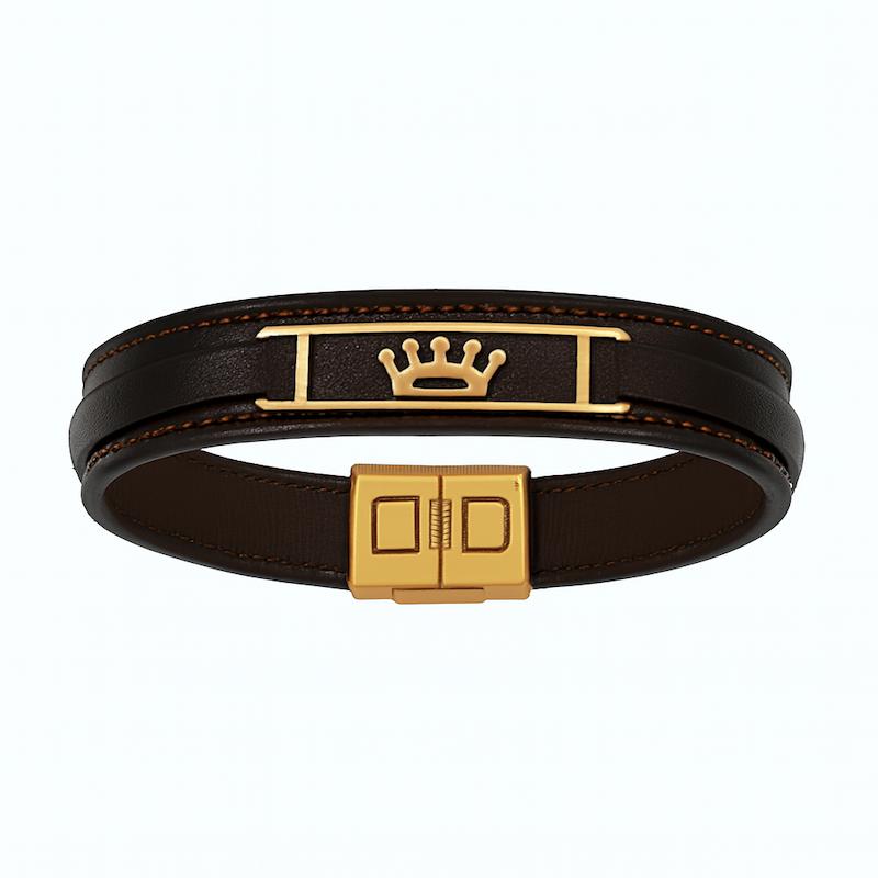 دستبند طلا ۱۸ عیار دستبند چرمی مردانه گالری طلای هدی