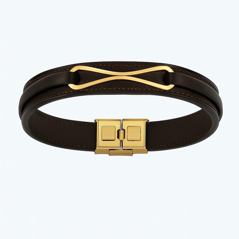 دستبند طلا ۱۸ عیار دستبند چرمی مردانه گالری طلای هدی