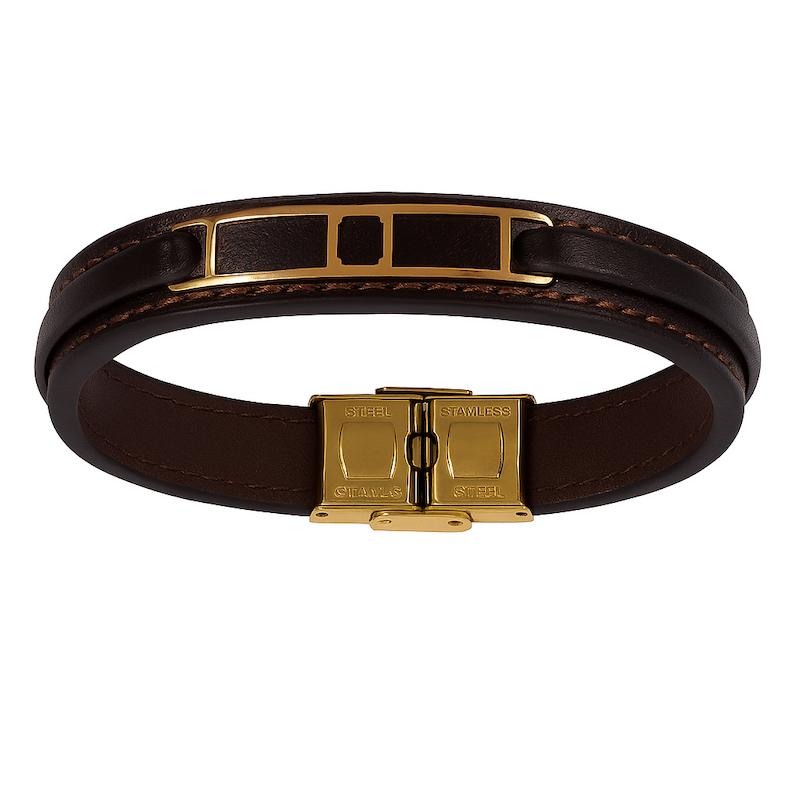 دستبند طلا ۱۸ عیار دستبند چرمی مردانه گالری طلای هدی