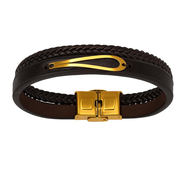 دستبند طلا ۱۸ عیار دستبند چرمی مردانه گالری طلای هدی
