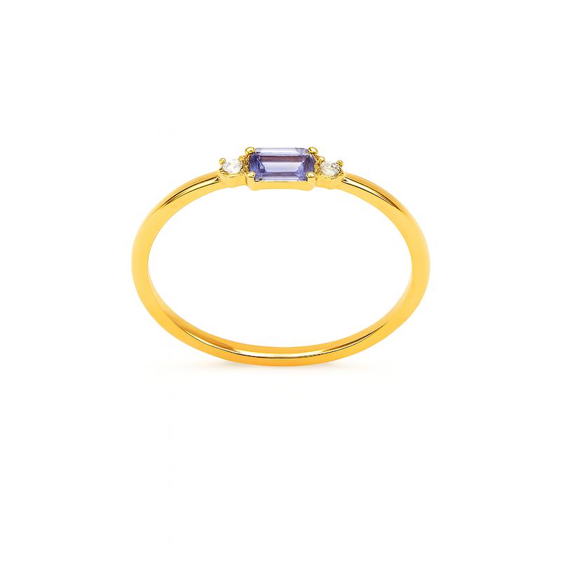 انگشتر طلا ۱۸ عیار انگشتر مینیمال-سنگ بنفش گالری طلای هدی