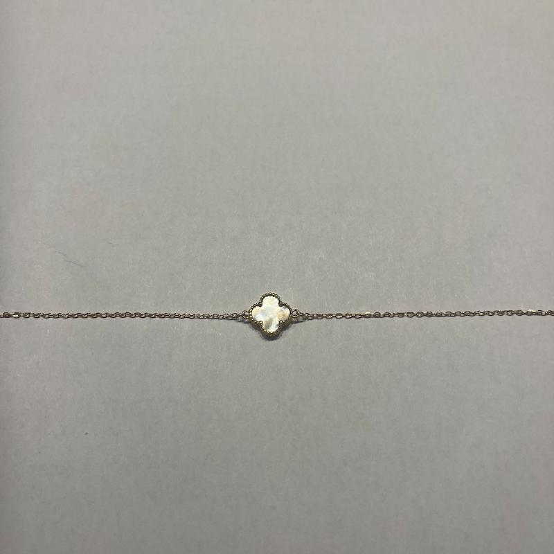 دستبند طلا ۱۸ عیار ون کلیف تک گل سفید گالری طلا دوران