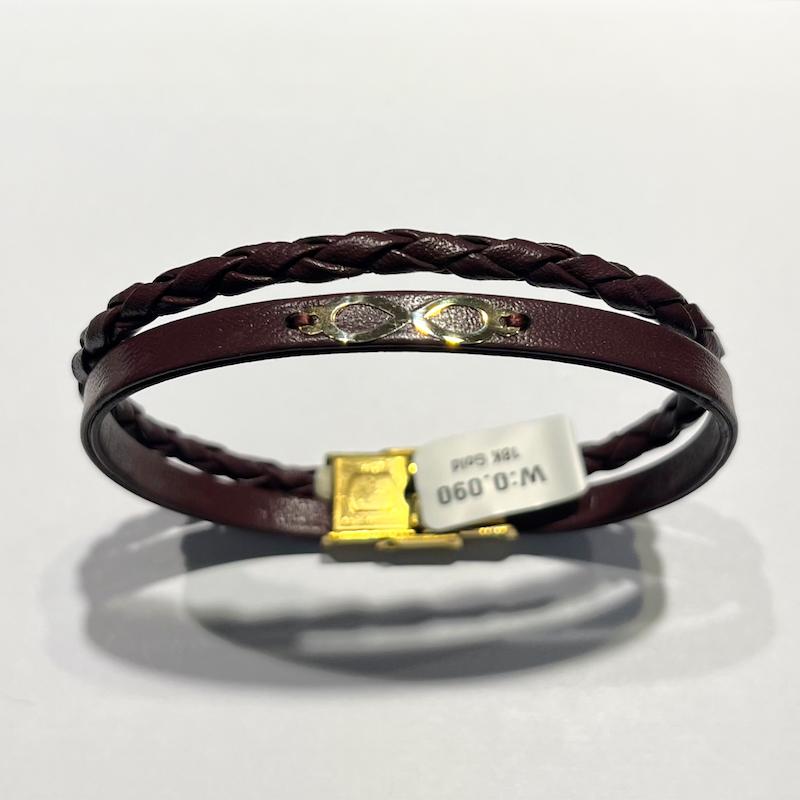 دستبند طلا ۱۸ عیار چرم گالری طلا دوران