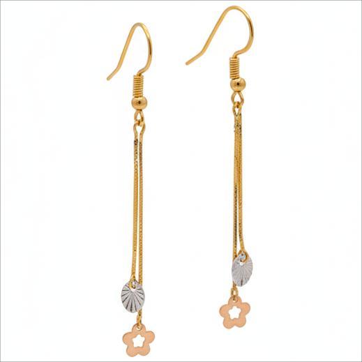 گوشواره طلا ۱۸ عیار آس آویز گالری جواهری بیابانی