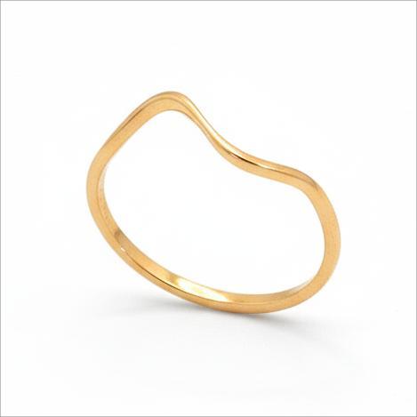 انگشتر طلا ۱۸ عیار مینیمال موجی گالری جواهری بیابانی