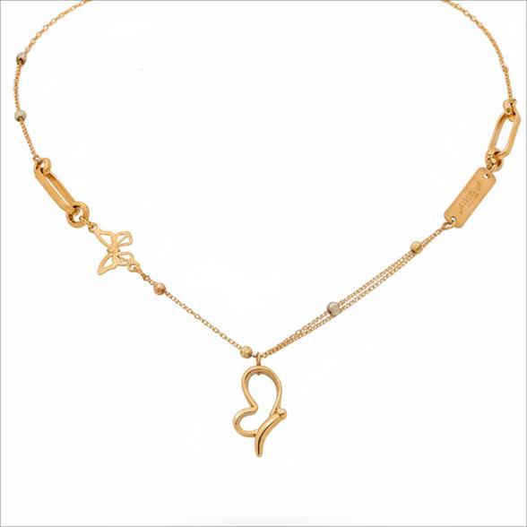 گردنبند طلا ۱۸ عیار پروانه ای گالری جواهری بیابانی