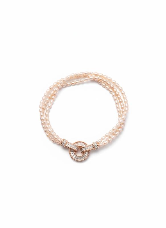 دستبند طلا ۱۸ عیار دستبند مرواریدی گالری طلای شفیع