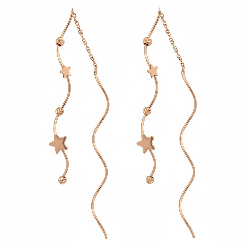 گوشواره زنانه طلا ۱۸ عیار گوشواره  پیچک توپی ستاره گالری طلای شریف