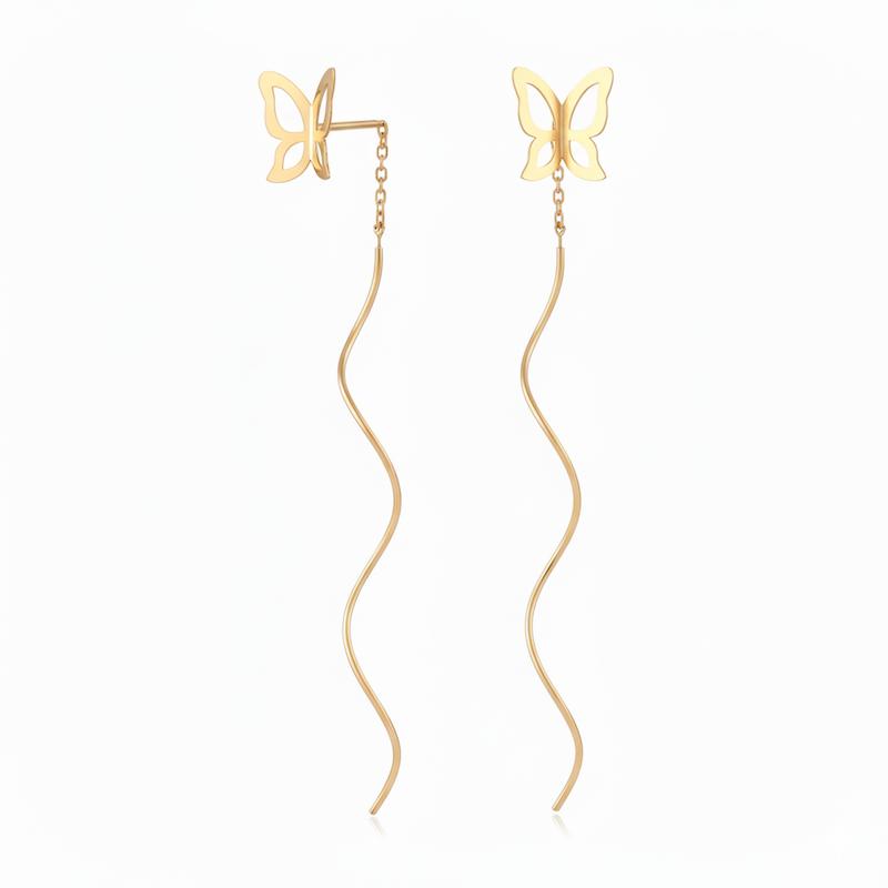 گوشواره زنانه طلا ۱۸ عیار پیچک پروانه گالری طلای شریف