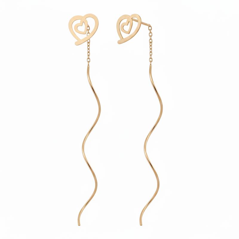 گوشواره زنانه طلا ۱۸ عیار پیچک قلب گالری طلای شریف