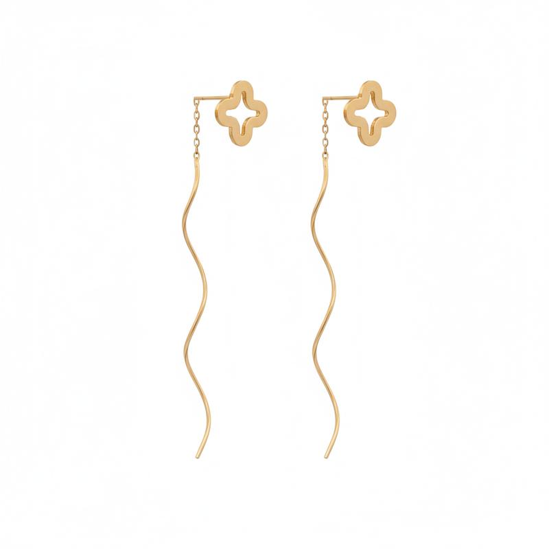 گوشواره زنانه طلا ۱۸ عیار گل پیچک گالری طلای شریف