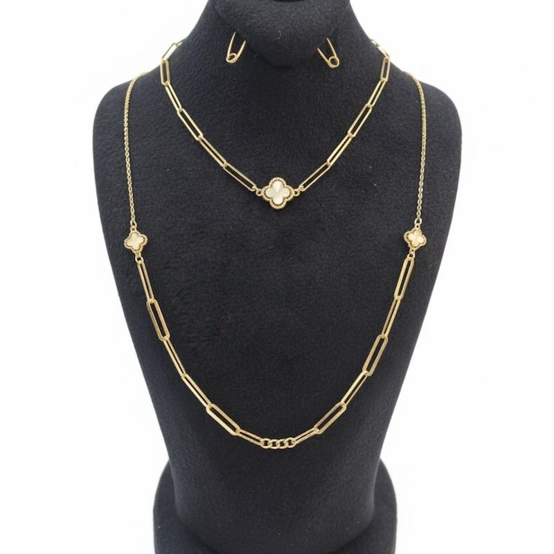 سرویس زنانه طلا ۱۸ عیار نیم ست ونکلیف گالری بابل طلا